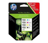 HP 920XL Pack de 4 Cartouches d'Encre Noir, Cyan, Magenta, Jaune Grande Capacité Authentiques (C2N92AE)