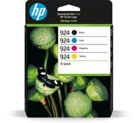 HP 924 Pack de 4 Cartouches d?encre authentiques CMJN, Rendement standard, Noir, Cyan, Magenta, Jaune, 4 pièce(s), 500 pages, 400 pages, Pack combo 6C