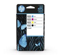 HP 932/933 Pack de 4 Cartouches d'Encre Noire, Cyan, Magenta et Jaune Authentiques (6ZC71AE) pour HP OfficeJet 6100 / 6600 / 6700 / 7110 / 7510 / 7610 /7612