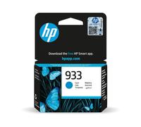 HP 933 Cartouche d'Encre Cyan Authentique CN058AE, Encre à Pigments, 4ml, Rendement 330 Pages, pour Imprimantes HP compatibles