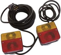 HP Autozubehör Kit déclairage pour remorque 7 pôles clignotant, feu stop, éclairage de marquage arrière 12 V noir avec porte-éclairage, avec support magnétique
