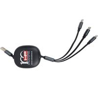 HP Autozubehör Ladekabel 3in1 ausziehbar Chargeur USB 1x USB-C®, 1x Apple Lightning, 1x Micro-USB Fast Charge noir intérieure chargeur rapide