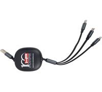 HP Autozubehör Ladekabel 3in1 ausziehbar Chargeur USB 1x USB-C®, 1x Apple Lightning, 1x Micro-USB noir intérieure