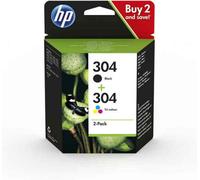 HP Pack de 2 cartouches authentiques d'encre noire/trois couleurs 304
