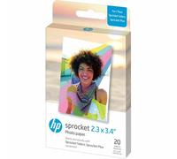 HP 2.3x3.4 Papier photo Zink de qualité supérieure (20 feuilles) compatible avec l'imprimante photo portable Sprocket Select