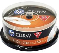 HP CD-RW, CWE00019-3, 69313, 25-pack, 700MB, 4-12x, 80min, 12cm, non imprimable, boîte à gâteaux, pr