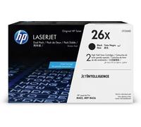 HP Cartouches de toner 26X – Original LaserJet haut rendement Noir – Pack double (X2)