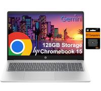 HP Chromebook Laptop 15 (15,6 po, antireflet, Intel N200 (> i3-1115G4), 8 Go de RAM DDR5, 128 Go de stockage (64 Go eMMC + carte SD 64 Go), Ko numérique), webcam avec obturateur, Wi-Fi, Chrome OS