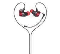 HP DHE-7002, casque avec microphone, contrôle du volume, rouge, 2.0, type intra-auriculaire, jack 3.5 mm, EOL