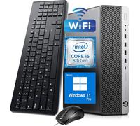 HP EliteDesk 800 G4 SFF Ordinateur de bureau, Intel Core i5-8500, 8 Go de RAM, 256 Go SSD, WiFi, Bluetooth, clavier QWERTY américain, Windows 11 Pro (renouvelé)