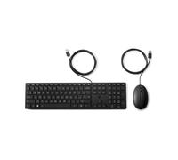 HP Ensemble Clavier USB Noir Membrane (10M frappes) & Souris USB 1000 DPI - Dimensions Clavier 426x111x17mm, Souris 104x63x36mm - Certifications CE/FCC/UKCA