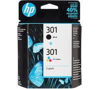HP 301 pack de 2 cartouches d'encre noir/trois couleurs authentiques
