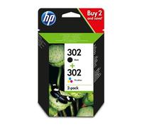 HP HP 302 Pack de 2 Cartouches d'Encre Noire et Trois Couleurs Authentiques (X4D37AE)