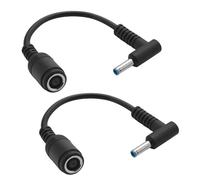 HP Lot de 2 Câbles Adaptateurs d'Alimentation pour Ordinateur Portable 7,4 mm x 5 mm Femelle Vers 4,5 mm x 3 mm Mâle Coudé pour Envy/Elitebook/Probook/Stream/Spectre/Pavilion