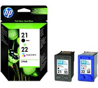 HP Lot de 2 cartouches d'encre d'origine 21 + 22 SD367E Noir/3 couleurs 190/165 pages (Noir/blanc/couleur)