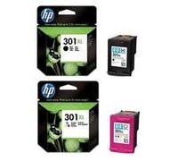HP Lot de 2 cartouches originales 301XL (1 noir + 1 couleur) haute capacité CH564EE + CH563EE