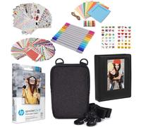 HP Lot de 50 Feuilles de Papier Photo de qualité supérieure 5,1 x 7,6 cm avec Album Photo, étui, Autocollants, marqueurs