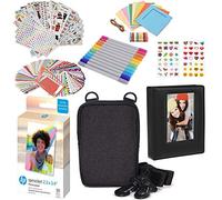 HP Lot de 50 Feuilles de Papier Photo de qualité supérieure 5,8 x 8,6 cm avec Album Photo, étui, Autocollants, marqueurs