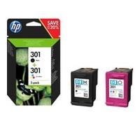 HP 301 pack de 2 cartouches d'encre noir/trois couleurs authentiques