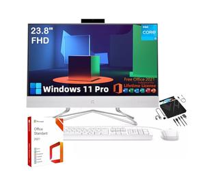 HP Ordinateur de bureau tout-en-un de 23,8" - Licence Microsoft Office à vie, écran FHD, processeur Intel i3 Dual-Core, webcam 720p, clavier et souris filaires, Win 11 Pro (16 Go de RAM, SSD de 1 To)