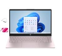 HP Ordinateur portable pour étudiant 2025, processeur Intel N150 (jusqu'à 3,6 GHz), écran LED de 14", 8 Go de RAM, 128 Go de stockage, 1 an Office 365, Windows 11 à domicile, avec ensemble YYY, rose
