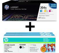 HP Original 304A Toner 5er Set noir, cyan, magenta, jaune(Tri-Pack CF372AM, Doppel-Pack CC530AD) (OPCF372AM/CC530AF)
