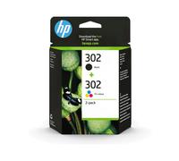 HP Pack 2 Cartouches 302 Noire Pigment & Couleur Dye, Rendement Standard, Noir 3.5ml (170 Pages), Couleur 4ml (150 Pages), X4D37AE