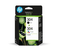 HP Pack 2 Cartouches 304 Originales (Noir Pigment + Couleur Dye) - 3JB05AE - 4ml Noir (120 pages), 2ml Couleur (100 pages) - Jet d'encre