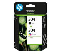 HP Pack de 2 cartouches authentiques d'encre noire/trois couleurs 304, Rendement standard, Noir, Cyan, Magenta, Jaune, Encre à pigments, Encre à color