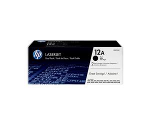 HP Pack de 2 Toners LaserJet Noir 12A (Q2612AD) - 2 x 4000 pages - Original - Imprimantes HP LaserJet 12 Series - 30% Recy abriqué au Japon