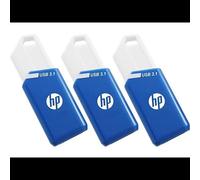 HP Pack x3 Clé USB 128 Go USB Type-A 3.2 Gen 1, Lecture 75 Mo/s, Ecriture 30 Mo/s, Compatible Windows/macOS, Format Slide, Bleu/Blanc
