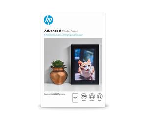 HP Papier Photo Advanced Glacé 250 g/m² 10x15cm (101x152mm) 100 feuilles, Technologie Jet d'encre/Laser, Finition Gloss, Réf. Q8692A