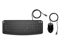 HP Pavilion 200 Clavier et Souris Filaire - (1600 DPI, Port USB 2.0, écran LED, Windows 10, Windows 8), Noir, Clavier QWERTY Espagnol