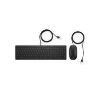 HP Pavilion 400 - Ensemble Clavier USB AZERTY et Souris Filaire USB - Noir - Dimensions Clavier 410x114x22mm / Souris 65x119x32mm - Réf 4CE97AA