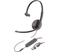 HP Poly Blackwire 3215 - Blackwire 3200 Series - micro-casque - sur-oreille - filaire - jack 3,5mm, USB-C - noir - Certifié pour Skype for Business, Certifié Avaya, certifié Cisco Jabber, certifié UC