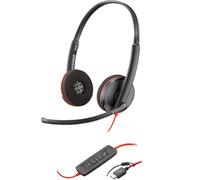 Poly Casque stéréo Blackwire 3220 USB-C Noir + adaptateur USB-C/A (vrac) 8X2J9A6
