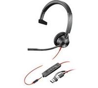 HP Poly Blackwire 3315 - Blackwire 3300 series - micro-casque - sur-oreille - filaire - jack 3,5mm, USB-C - noir - certifié UC Noir G