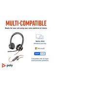 HP Poly Blackwire 8225 Stereo USB-C Headset +USB-C/A Adapter Avec fil Arceau Bureau/Centre d'appels USB Type-C Noir