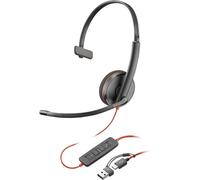 HP Poly Blackwire C3210 Micro-casque supra-auriculaire filaire Mono noir micro-casque, volume réglable, Mise en sourdine du