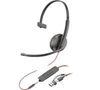 HP Poly Blackwire C3215 Micro-casque supra-auriculaire filaire Mono noir micro-casque, volume réglable, Mise en sourdine du