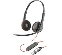 HP Poly Blackwire C3220 Micro-casque supra-auriculaire filaire Stereo noir micro-casque, volume réglable, mise en sourdine du microphone ordinateur