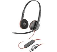 HP Poly Blackwire C3220 Micro-casque supra-auriculaire filaire Stereo noir micro-casque, volume réglable, mise en sourdine du microphone ordinateur
