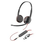 HP Poly Blackwire C3225 Casque stéréo avec USB-C et connexion 3,5 mm, suppression du bruit, protection sonore et bras de microphone flexible, noir