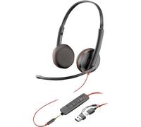 HP Poly Blackwire C3225 Micro-casque supra-auriculaire filaire Stereo noir micro-casque, volume réglable, mise en sourdine du microphone ordinateur
