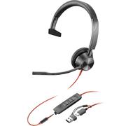 HP Poly Blackwire C3315-M Micro-casque supra-auriculaire filaire Mono noir Suppression du bruit du microphone, Noise Cancelling