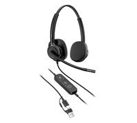 HP Poly Mission 420, Casque stéréo USB-C, Cancellation du Bruit IA, Microphone Rotatif intégré, Noir