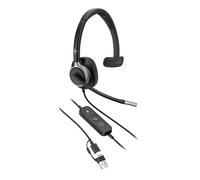HP Poly Mission 610, Casque Mono USB-C, Microphone avec réduction de Bruit IA, Indicateur d’Appel en Cours, Compatible PC et Mac, Noir