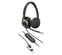 HP Poly Mission 820, Casque stéréo USB-C, Réduction Active du Bruit IA, Certifié Microsoft Teams, Casque Filaire USB-C, Noir