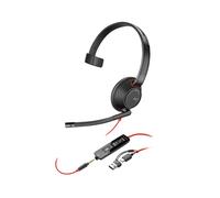 HP POLY Poly Micro-casque monaural USB-C Blackwire 5210 + prise 3,5 mm + adaptateur USB-C/A (lot), Avec fil, Bureau/Centre d'appels, Casque, Noir 8X230A6