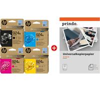 HP + Prindo Universal Papier 500 Blatt Value Pack Noir(e) / Cyan / Magenta / Jaune / Blanc Original 924e MCVP